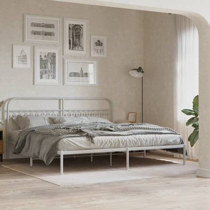 Metal Bed Frame without Mattress with Headboard White 76"x79.9