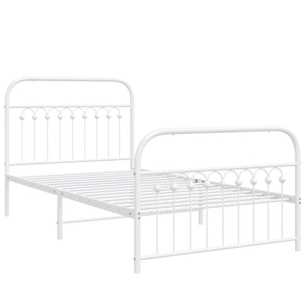 Metal Bed Frame without Mattress with Footboard White 39.4"x78.7