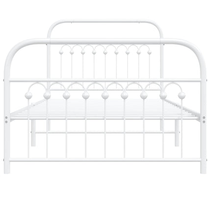 Metal Bed Frame without Mattress with Footboard White 39.4"x78.7