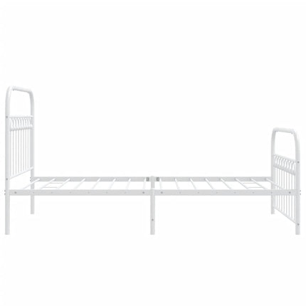 Metal Bed Frame without Mattress with Footboard White 39.4"x78.7