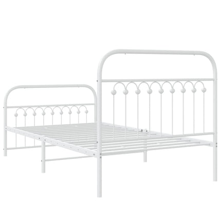 Metal Bed Frame without Mattress with Footboard White 39.4"x78.7