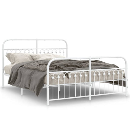 Metal Bed Frame without Mattress with Footboard White 59.1"x78.7