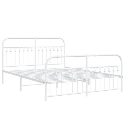 Metal Bed Frame without Mattress with Footboard White 59.1"x78.7
