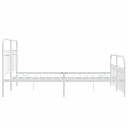 Metal Bed Frame without Mattress with Footboard White 59.1"x78.7