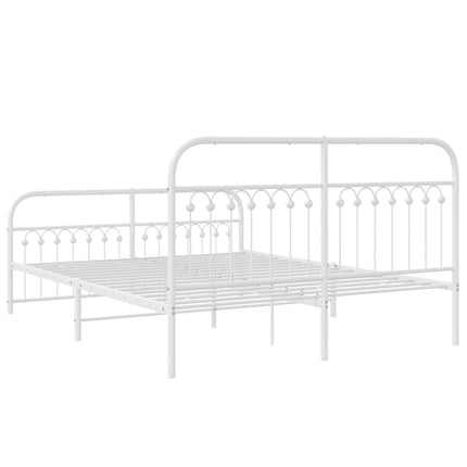 Metal Bed Frame without Mattress with Footboard White 59.1"x78.7