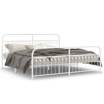 Metal Bed Frame without Mattress with Footboard White 76"x79.9