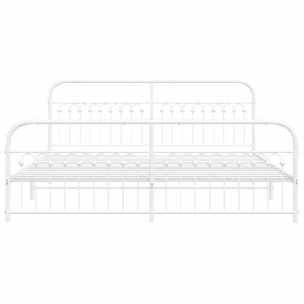 Metal Bed Frame without Mattress with Footboard White 76"x79.9