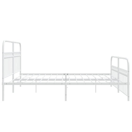 Metal Bed Frame without Mattress with Footboard White 76"x79.9