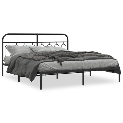 Metal Bed Frame without Mattress with Headboard Black 76"x79.9
