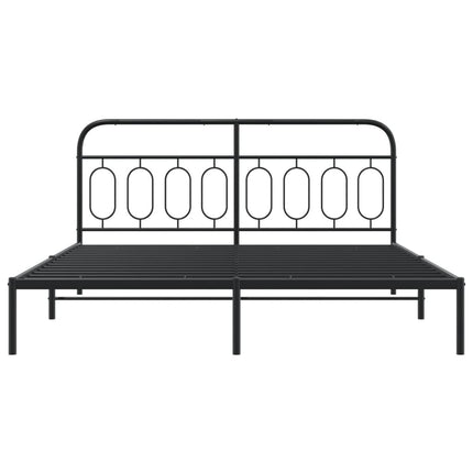 Metal Bed Frame without Mattress with Headboard Black 76"x79.9