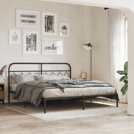 Metal Bed Frame without Mattress with Headboard Black 76"x79.9