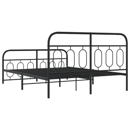 Metal Bed Frame without Mattress with Footboard Black 59.1"x78.7