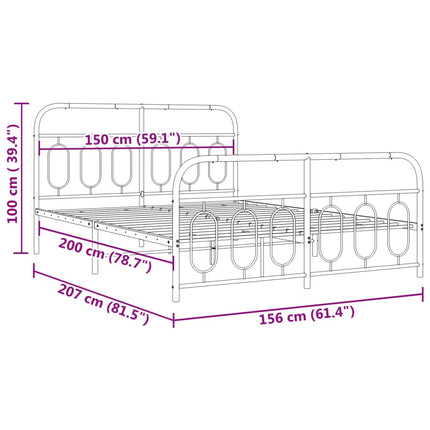 Metal Bed Frame without Mattress with Footboard Black 59.1"x78.7