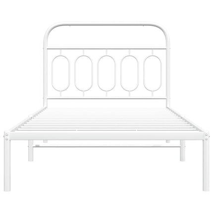Metal Bed Frame without Mattress with Headboard White 39.4"x78.7