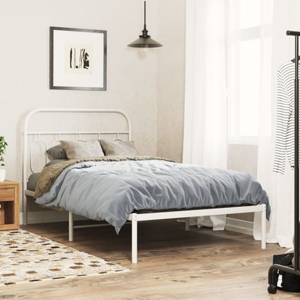 Metal Bed Frame without Mattress with Headboard White 39.4"x78.7