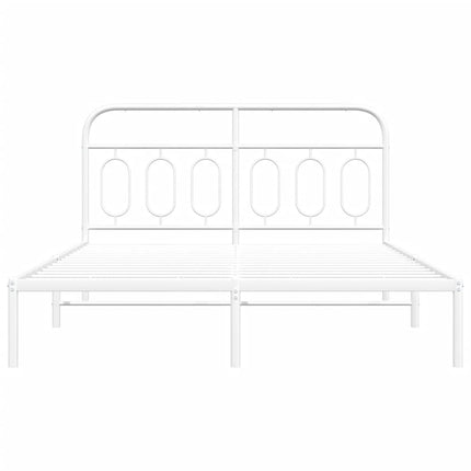 Metal Bed Frame without Mattress with Headboard White 59.1"x78.7