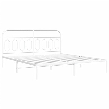 Metal Bed Frame without Mattress with Headboard White 76"x79.9