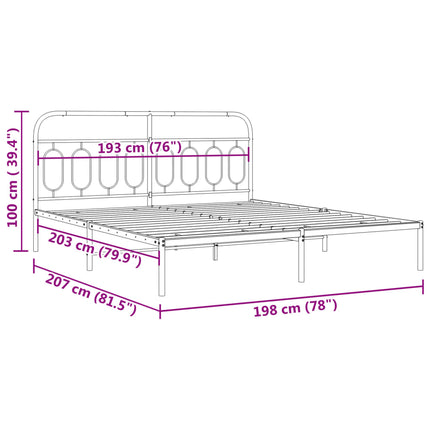 Metal Bed Frame without Mattress with Headboard White 76"x79.9
