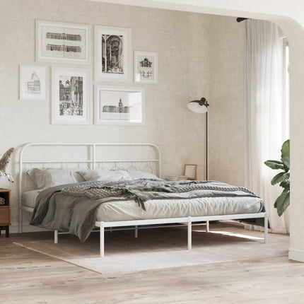 Metal Bed Frame without Mattress with Headboard White 76"x79.9