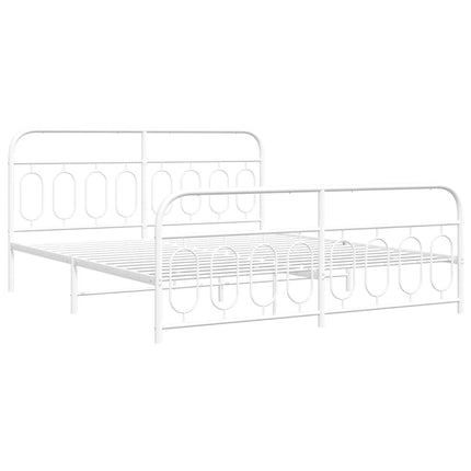 Metal Bed Frame without Mattress with Footboard White 76"x79.9