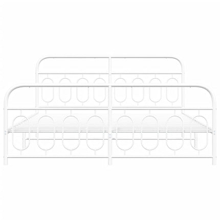 Metal Bed Frame without Mattress with Footboard White 76"x79.9