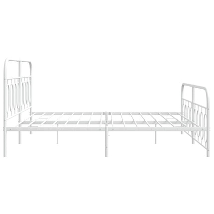 Metal Bed Frame without Mattress with Footboard White 76"x79.9