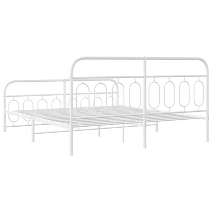 Metal Bed Frame without Mattress with Footboard White 76"x79.9
