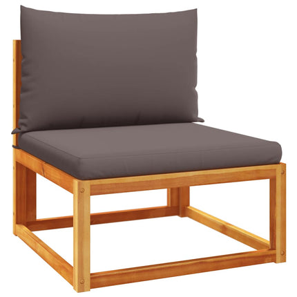 Garden Sofa Armless with Cushions Wood Acacia&Rattan