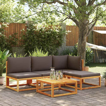 Garden Sofa Armless with Cushions Wood Acacia&Rattan