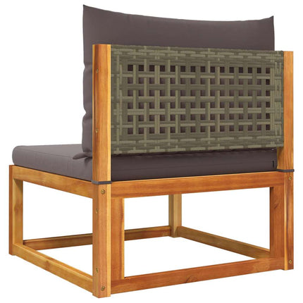 Garden Sofa Armless with Cushions Wood Acacia&Rattan