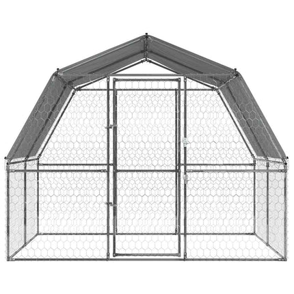 Dog Cage with Roof and Door Silver Galvanized Steel