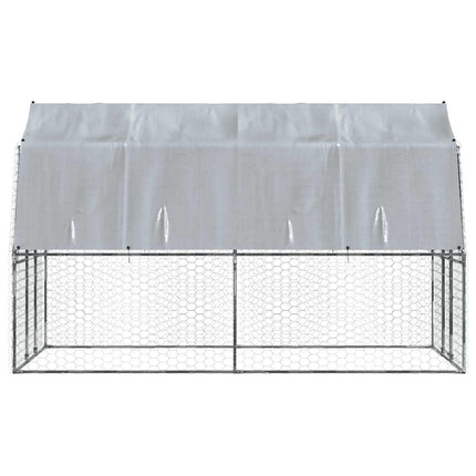 Dog Cage with Roof and Door Silver Galvanized Steel