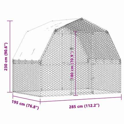 Chicken Cage with Roof and Door Silver Galvanized Steel