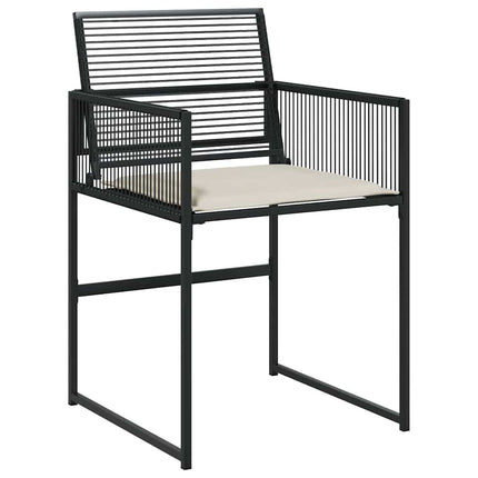 13 Piece Patio Dining Set with Cushions Black Poly Rattan