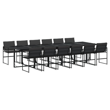 13 Piece Patio Dining Set with Cushions Black Textilene