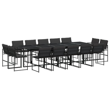 15 Piece Patio Dining Set with Cushions Black Textilene
