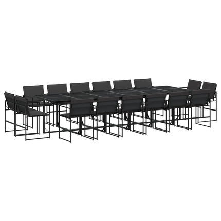 17 Piece Patio Dining Set with Cushions Black Textilene