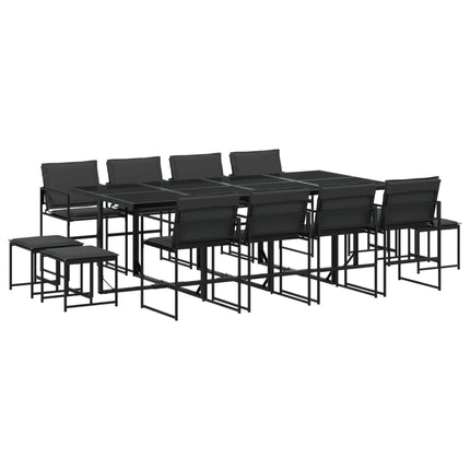 13 Piece Patio Dining Set with Cushions Black Textilene