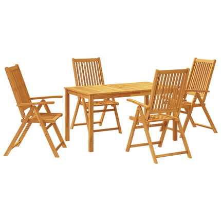 5 Piece Patio Dining Set 55.1"x31.5"x29.1" Solid Wood Acacia