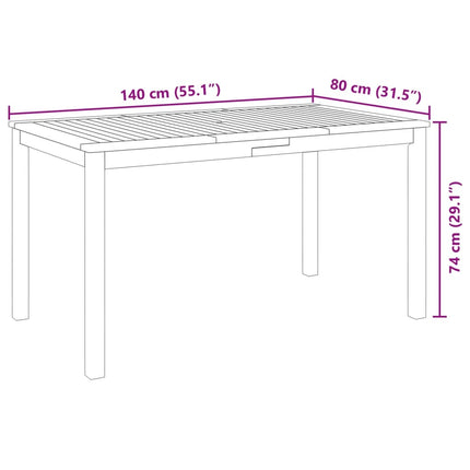5 Piece Patio Dining Set 55.1"x31.5"x29.1" Solid Wood Acacia