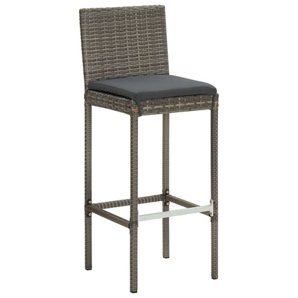 3 Piece Patio Bar Set Gray Solid Wood Acacia and Poly Rattan