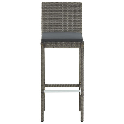 3 Piece Patio Bar Set Gray Solid Wood Acacia and Poly Rattan