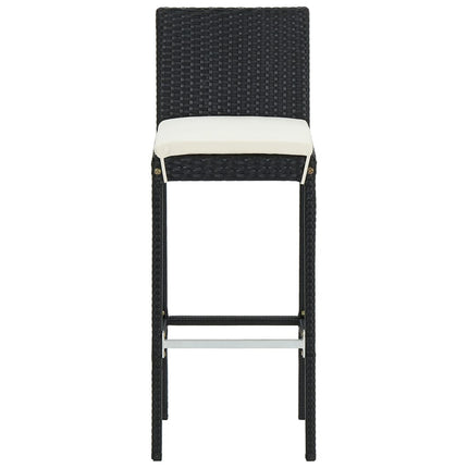 5 Piece Patio Bar Set Black Solid Wood Acacia and Poly Rattan