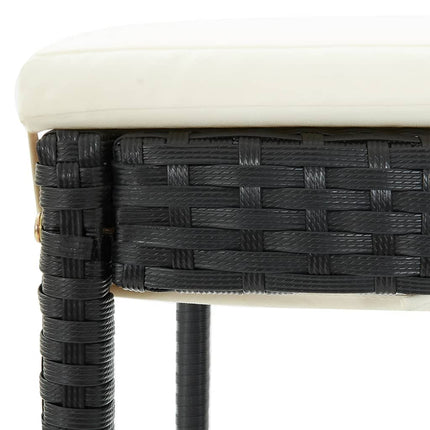 5 Piece Patio Bar Set Black Solid Wood Acacia and Poly Rattan