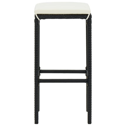 3 Piece Patio Bar Set Black Solid Wood Acacia and Poly Rattan