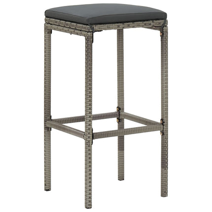 3 Piece Patio Bar Set Gray Solid Wood Acacia and Poly Rattan