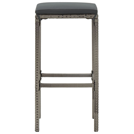 3 Piece Patio Bar Set Gray Solid Wood Acacia and Poly Rattan