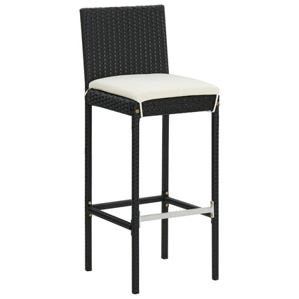 5 Piece Patio Bar Set Black Solid Wood Acacia and Poly Rattan