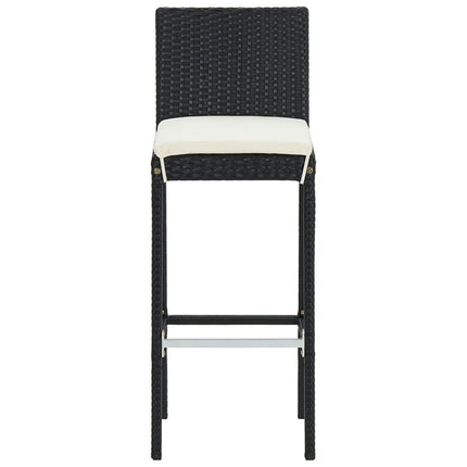 5 Piece Patio Bar Set Black Solid Wood Acacia and Poly Rattan