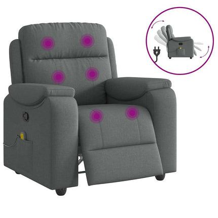Massage Recliner Chair Dark Grey Fabric